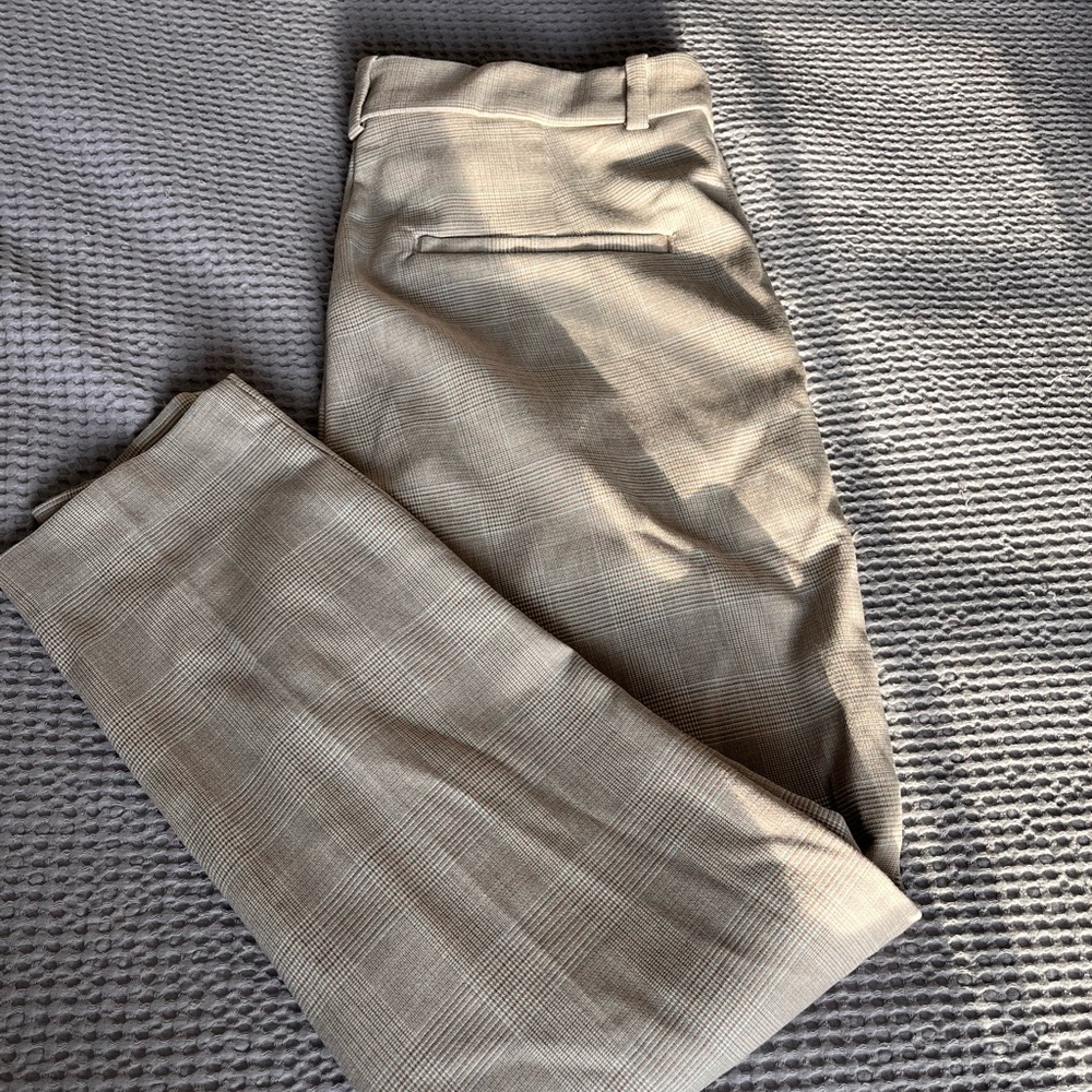 #H&M Tan Houndstooth & Plaid Slacks